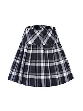 Tartan Pleated A-Line Mini Skirt High Waist Elastic Cosplay Skirt